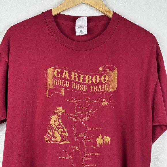 Vintage Gold Rush Shirt Cariboo Trail Sz XL Red Single Stitch 90s San Francisco - Picture 2 of 6